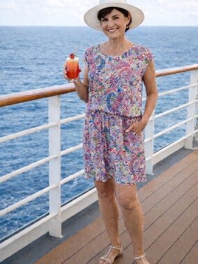 Tommy Bahama Dress Large Tropical Paisley Cruise Vacation Resort Summer Travel